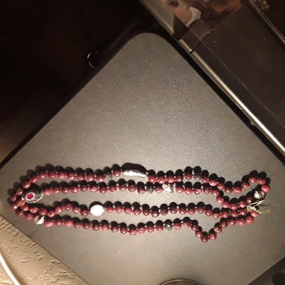 Tayla Designs Genuine Red Jasper Sterling Silver 53" Necklace. - Picture 4 of 4